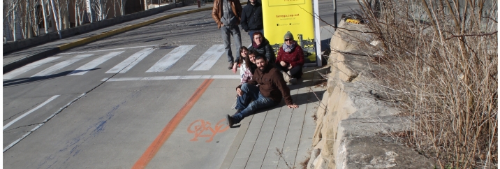 Carril bici Tàrrega. Carrer Abat Escarré, carril bici esborrat