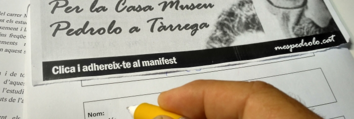 Manifest "Per la Casa Museu Pedrolo a Tàrrega" firma del manifest